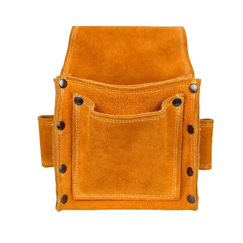 Cowhide Tool Storage Pouch Carpenter Tool Storage Pouch Woodworking Pocket Wear-Resistant Nail Waist Bag For Construction Tools