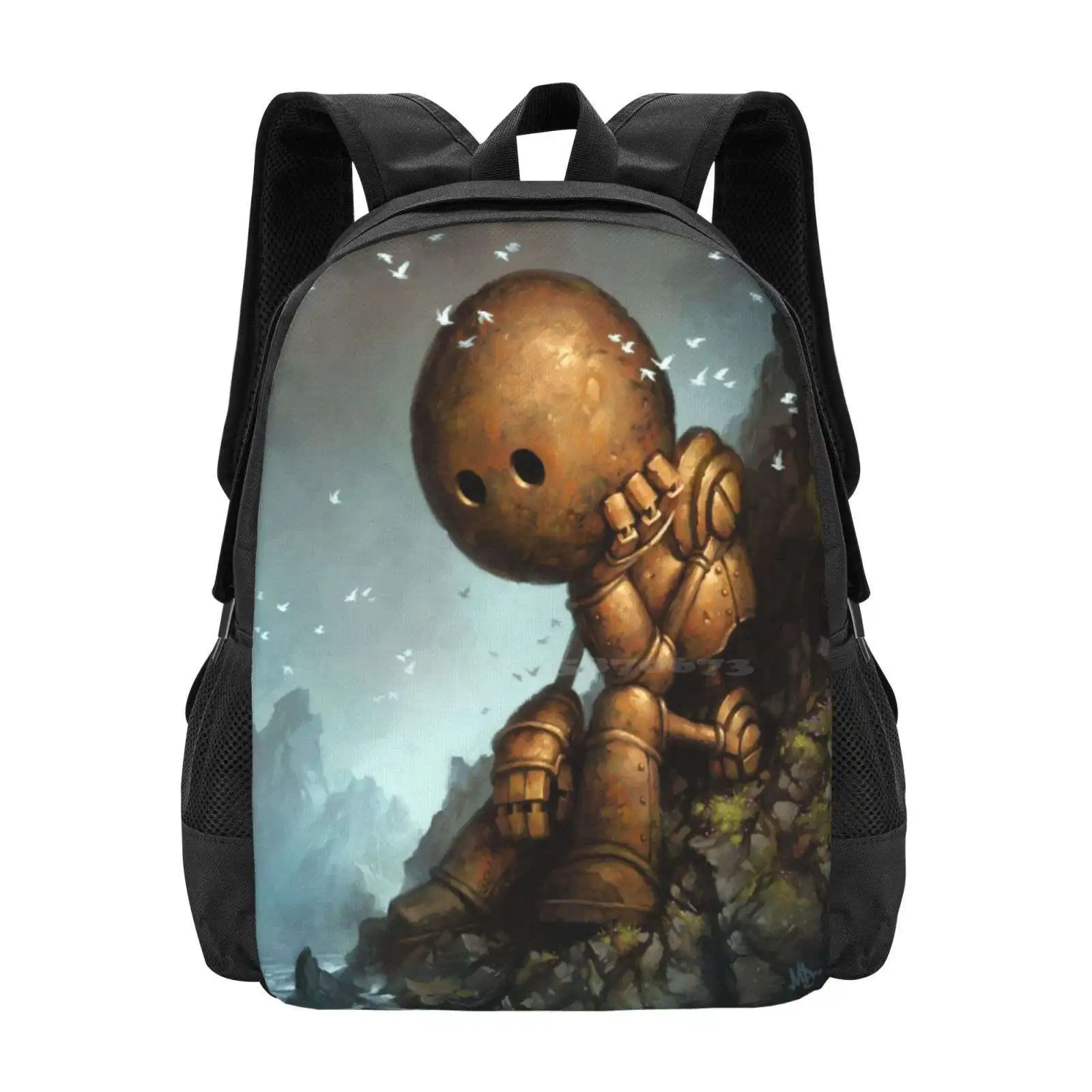 Introversion Backpacks For School Teenagers Girls Travel Bags Robots Matt Dixon Sad Rusty Introversion Humour Funny Cute Sweet