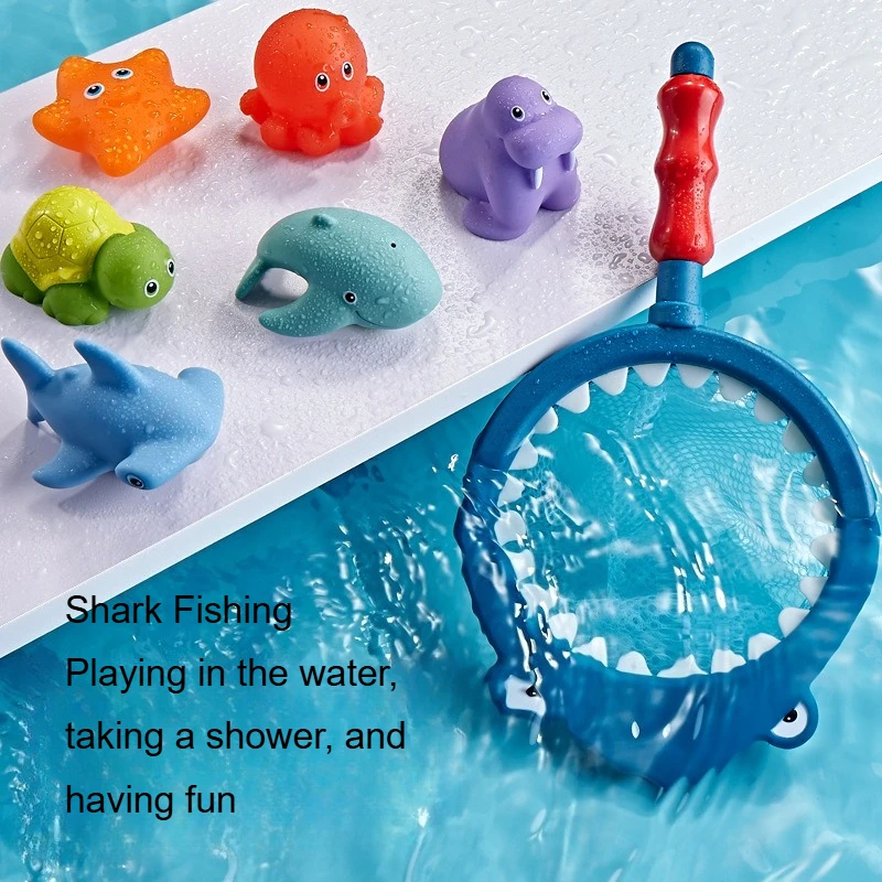 10-delig babybadje speelgoed: Kawaii rubberen goudvis, schattige dieren (eend). Waterdicht, drijvend leuk waterspel voor peuters, geweldig cadeau