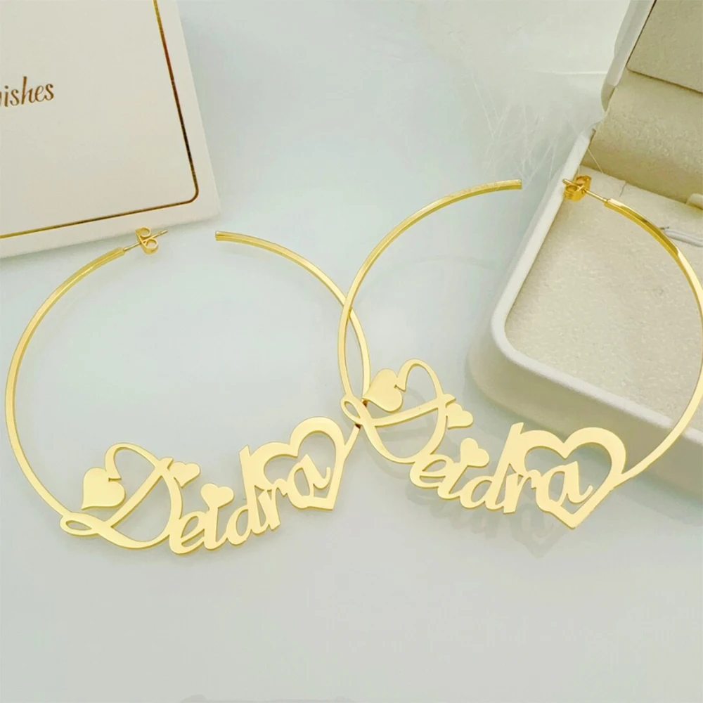 

Personalized Customized Name Letter Circular Stainless Steel Earrings, Simple And Versatile Gifts For Friends And Family