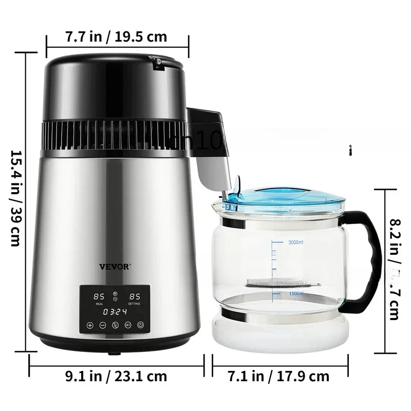 Vevor 4L distiller purifier dispenser drinking bottle softener dual temp display overheat Home Appliance