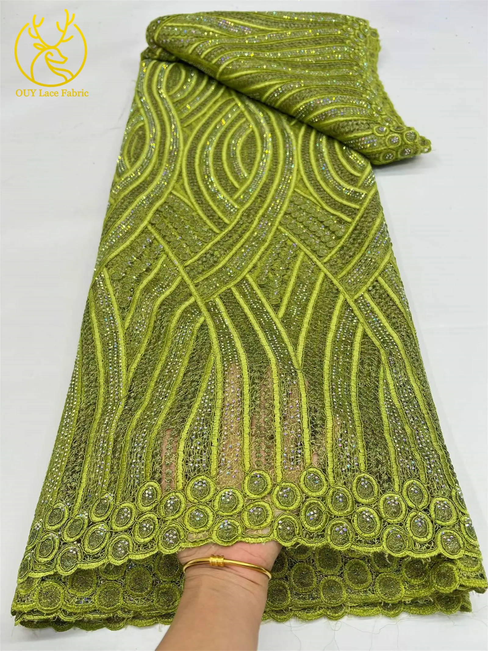 5 Yards hochwertiger afrikanischer Baumwollstoff mit gewebten Edelsteinen, 2026 nigerianischer wasserlöslicher Stoff für Damen-Partykleider zum Nähen – Detail 13