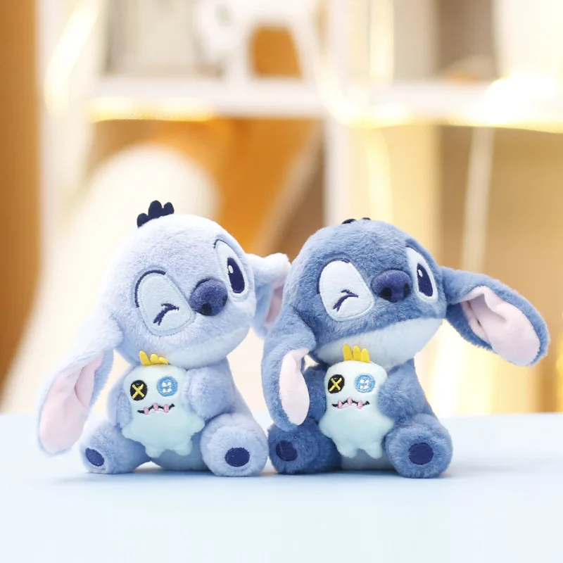 디즈니 스티치 봉제 인형, 귀여운 머리가 기울어진 스티치 봉제 인형, 사랑스러운 가방 참 열쇠고리, 생일/크리스마스 선물