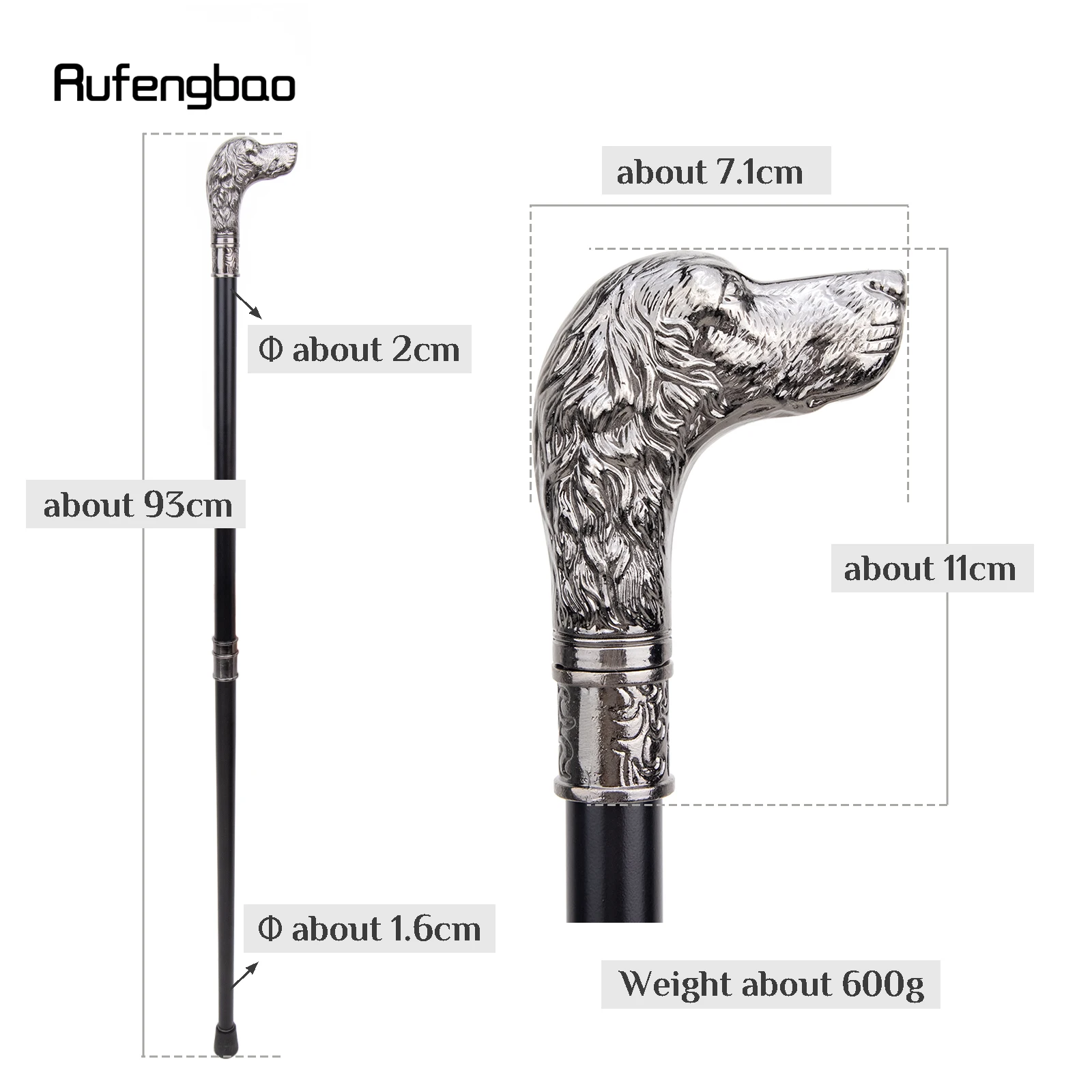 Şerit sadık köpek kafası yürüme bastonu moda dekoratif baston beyefendi zarif Cosplay Cane topuzu cro93 93cm