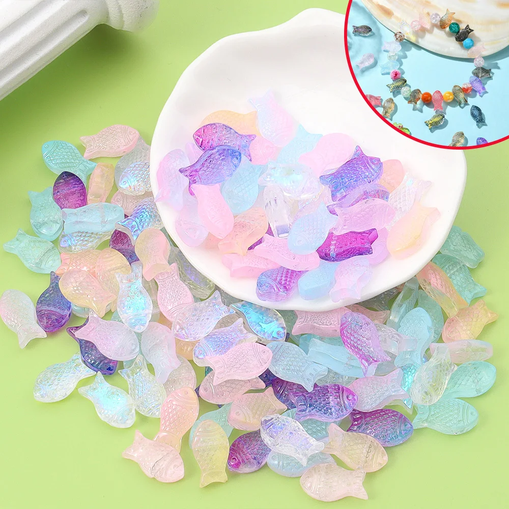 4/11/20pcs Multi-color Glass Fish Shaped Beads,Beads & Bead Assortmentscan DIY Bracelets,Necklaces,Summer Decoration Accessories