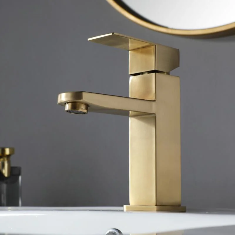 

Bathroom Faucet Brushed Gold Basin Tap Sink Mixer Hot & Cold 304 Stainless Steel Sink Bathroom Lavotory