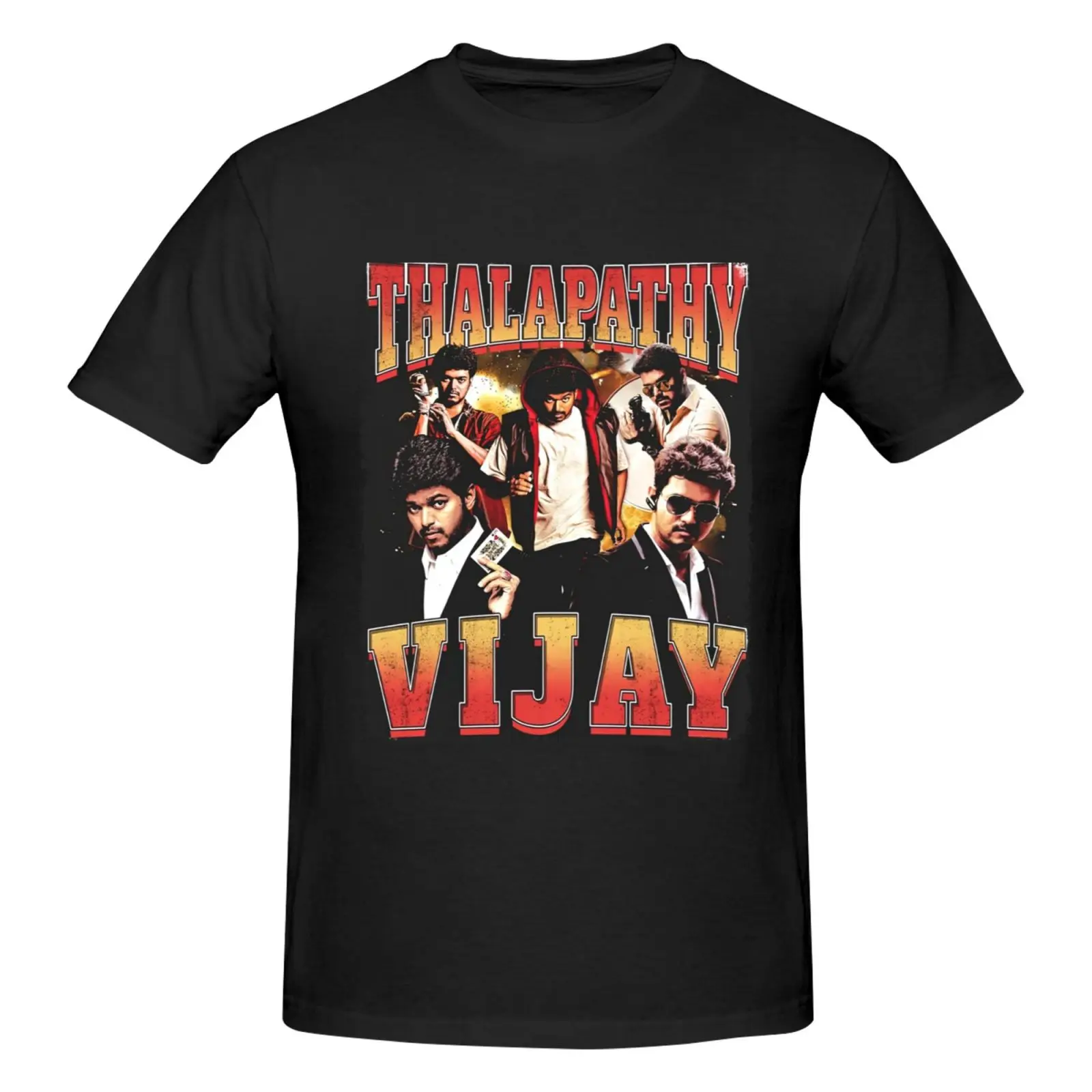Thalapathy Vijay Collage Casual Cotton Tee for Men Women Cool Streetwear Funny Tops Comfortable and Breathable Short-sleeved