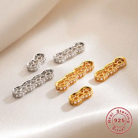 S925 스털링 SIiver 2 3 4 홀 스페이서 분리기 바, 다중 행 팔찌 분리기 DIY 쥬얼리 재료 도매 SZ24 만들기