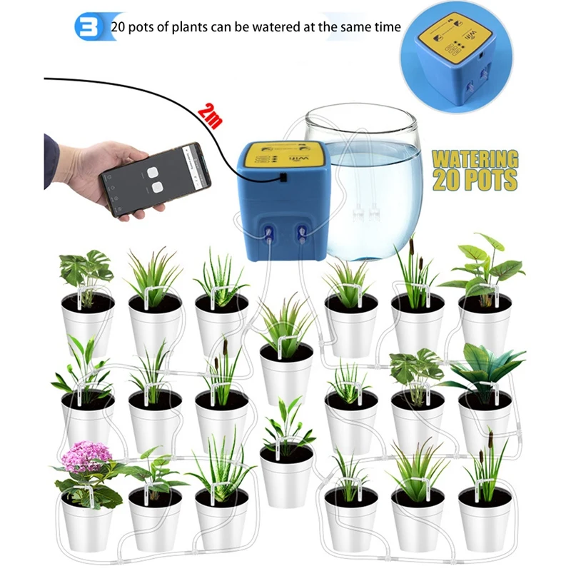 Hot Garden Smart Automatic Watering Device Double Pump WIFI Mobile APP Remote Control Plants Drip Irrigation Watering System