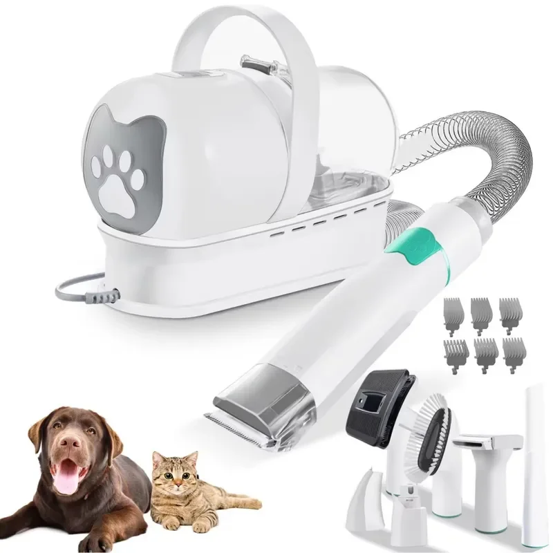 High Quality 7-in-1 Pet Grooming Kits 1L Capacity Vacuum Cleaner Hair Cleaning Brush Dog Cat Hair Shedding Clipper Trimmer