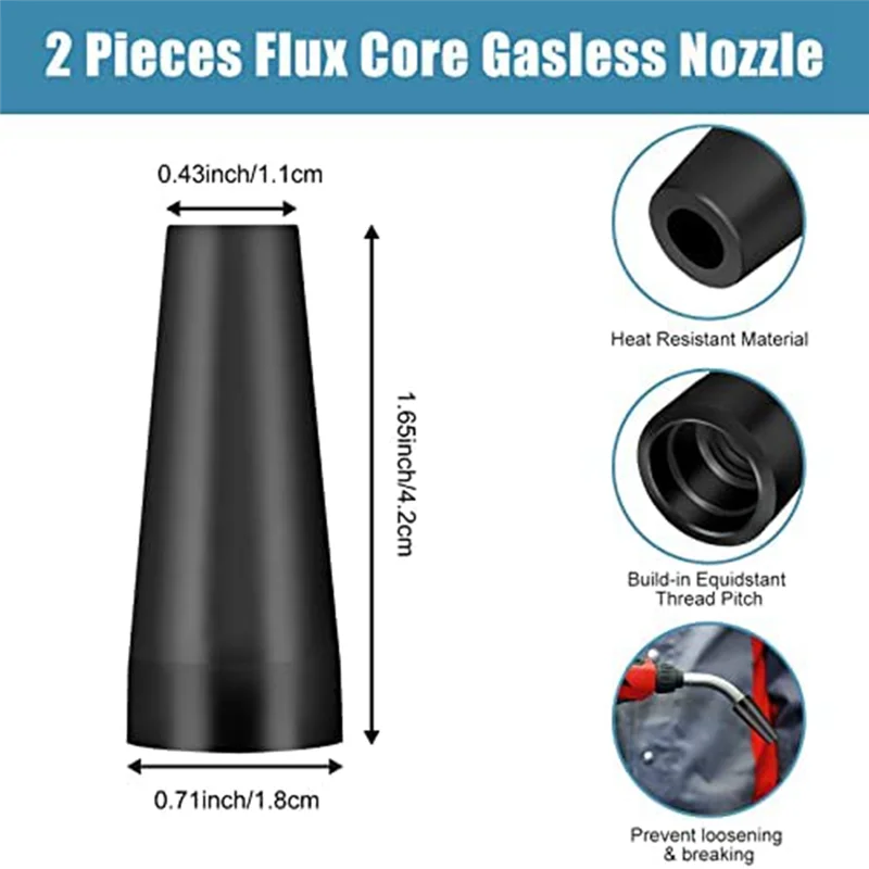 16PCS Flux Core Gasless Nozzle Tips K3493-1 Accessory 0.035Inch Contact Tips & Gas Diffusers With Century FC90/80GL Titanium-New