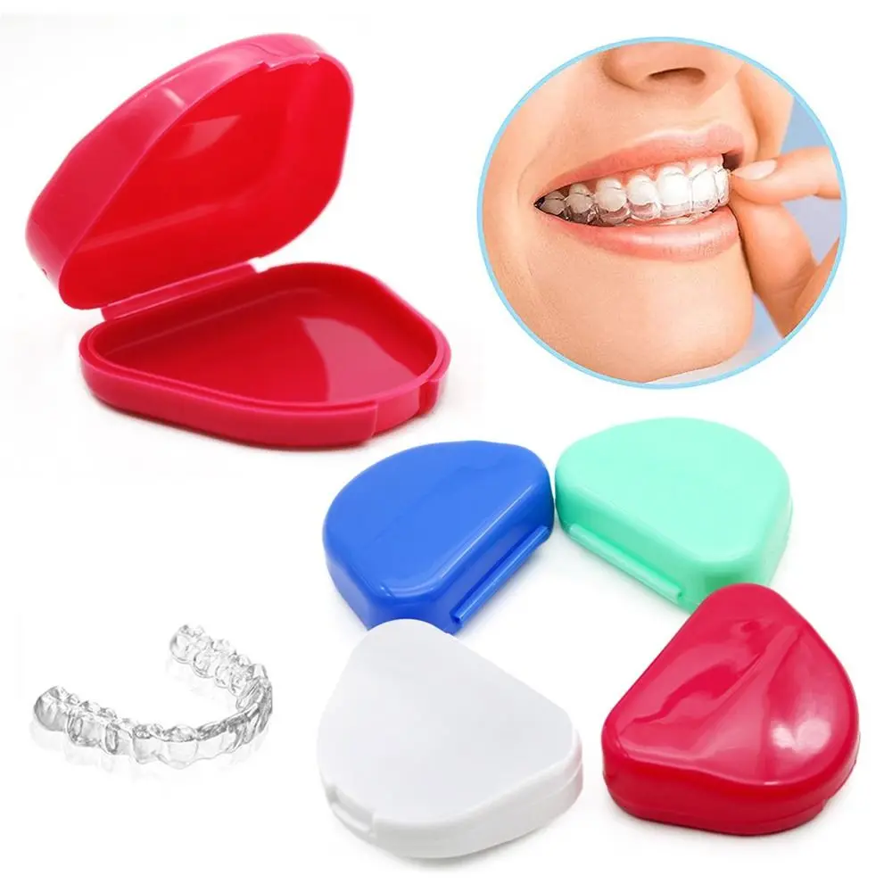 Portable Denture Tray Box Dental Orthodontic Braces Retainer Case  Dental Denture Box False Teeth Protective Case