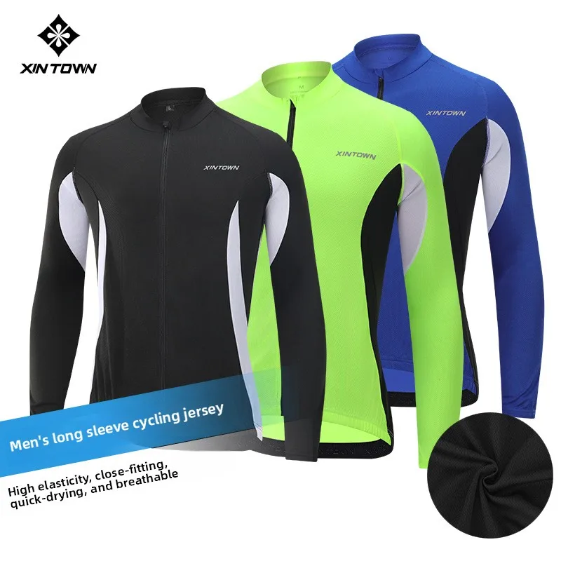 

Мужской велосипедный костюм XINTOWN для весны и лета, быстросохнущий, влагоотводящий, с принтом, с длинными рукавами