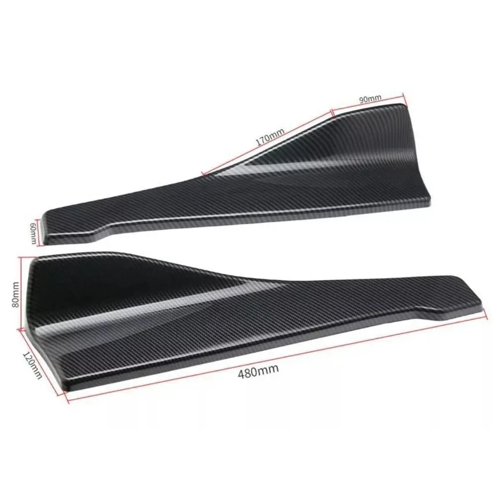 35/48cm Universal Fit Car Spoiler Lateral Bumper Rear Side Skirt Lip Rocker Wings Carbon Fiber Glossy Black Protection Trims view 6