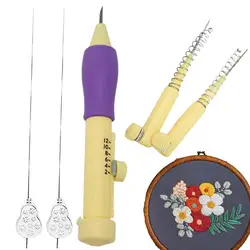 Punch Needle ricamo Kit per principianti Threader tessuto ricamo Hoop filato tappeto Punch Needle Pock Pen per Kit da cucito fai da te