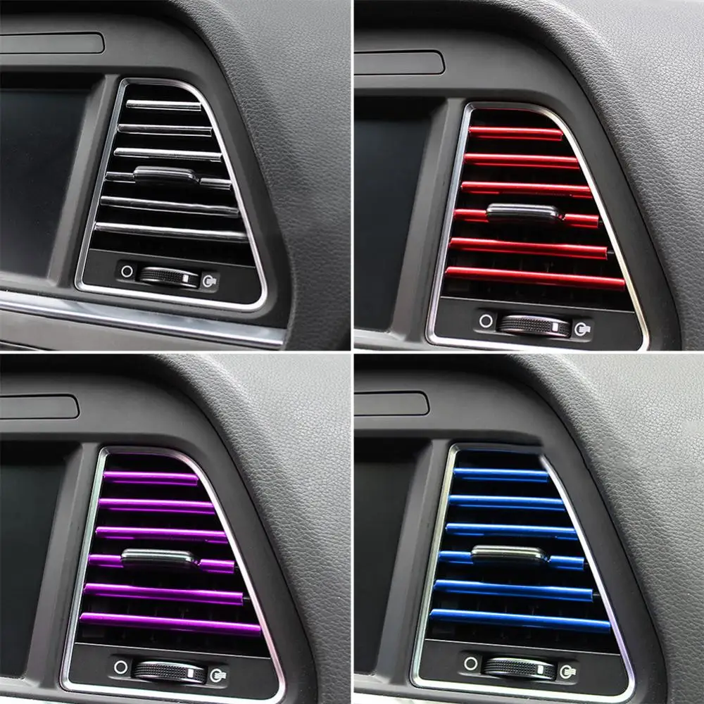 10Pcs Car Auto Air Outlet Vent Interior Decorative Stickers Strip Accessory Наклейка На Вентиляционное Отверстие Автомобиля