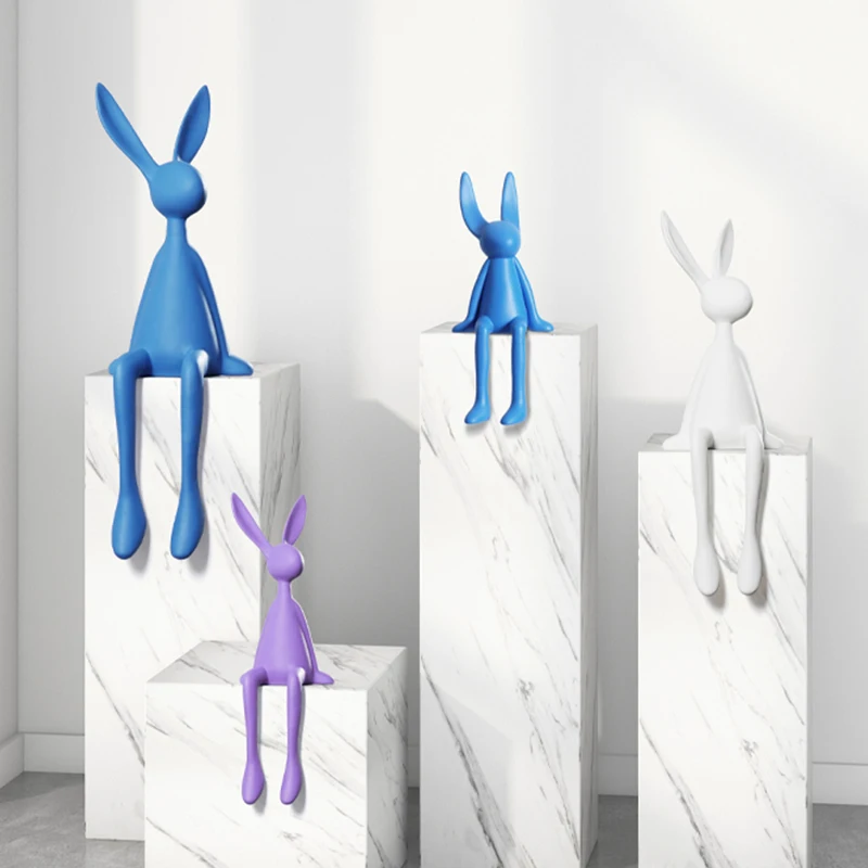 Home Decoration Accessories Living Room Bedroom Coffee Table Cabinet Book Corner Animal Sculpture Modern Cartoon Rabbit Statue