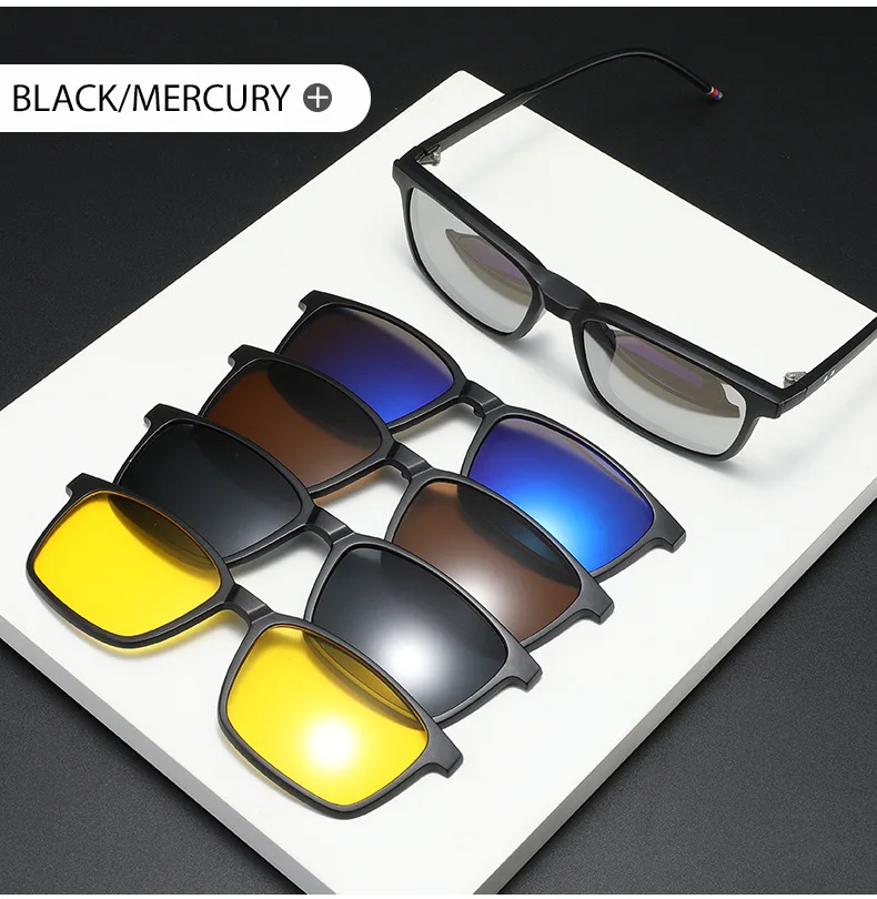 VCKA 5 Clips Magnet Sonnenbrille Objektiv Männer Myopie Fahren Gläser TR90 Rahmen Anpassen Rezept-0,5 ZU-6,0 Frauen brillen – Detail 8