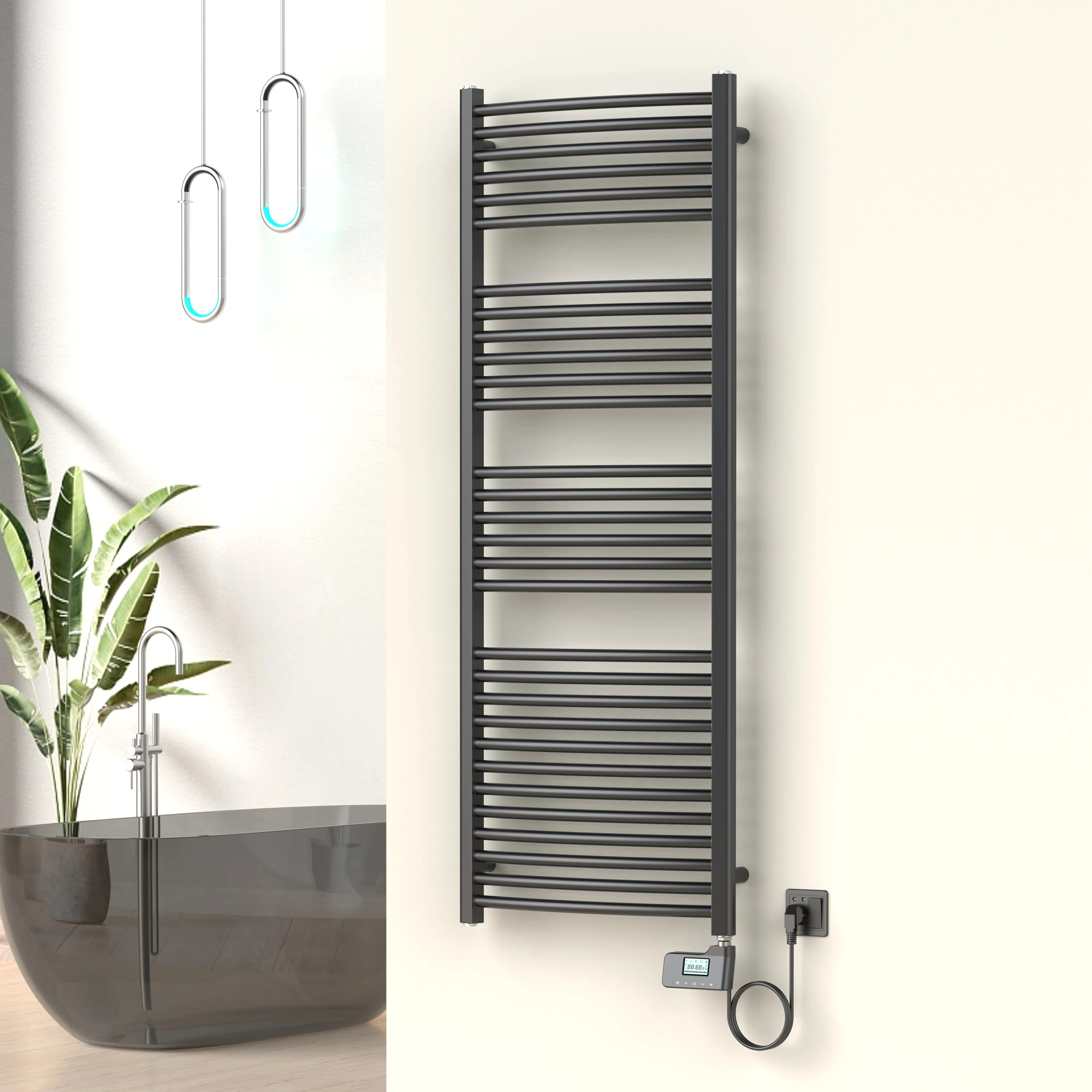 

Умная вешалка для полотенец AVONFLOW, настенная черная электрическая вешалка для полотенец, полка с подогревом, полотенцесушитель