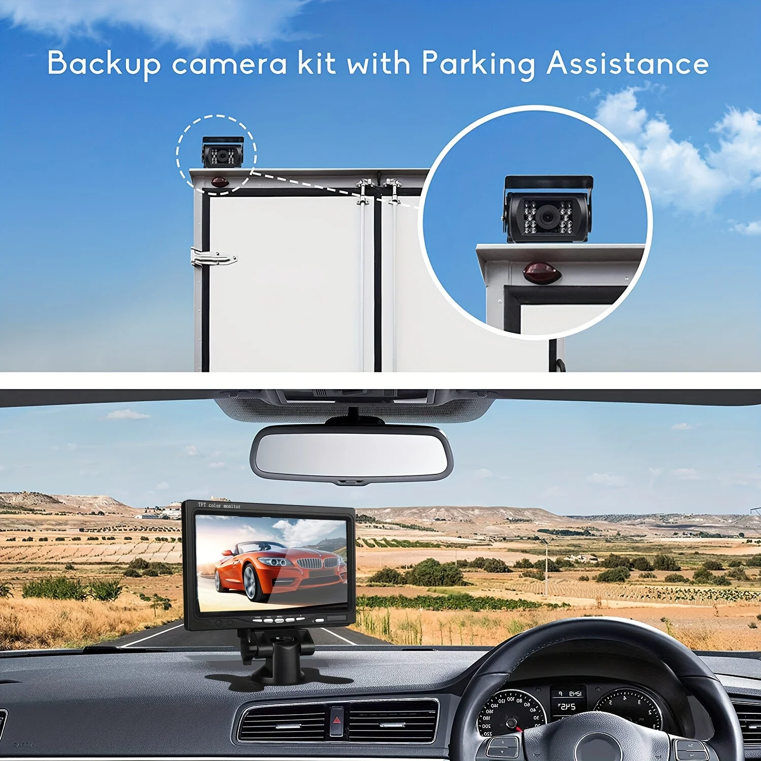 Truck Rear View Backup Kit With 7In Monitor Display Heavy Duty Night Vision Reverse Camera Parking Assistant For Car Bus Trailer