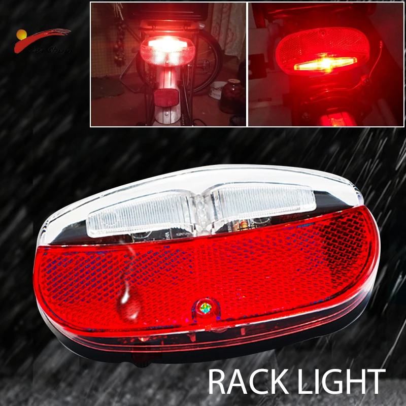 Rear LED Light Red Bike Lamp for Rear Rack Carrier 2 Bulbs Waterproof Bicycle Taillight Lamp Safety Warning Bicycle Accessories