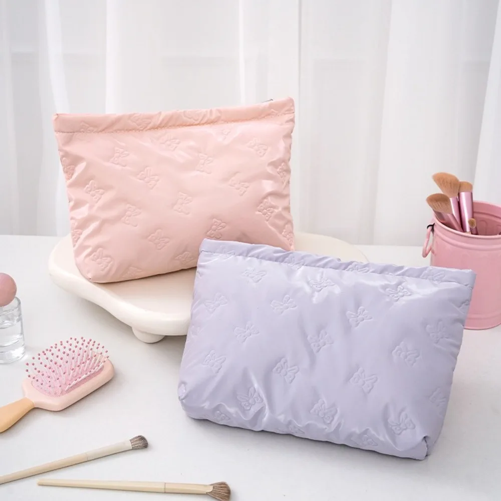 

New Waterproof Cosmetics Storage Bag Portable Bow Printing Clutch Bag PU Toiletries Bag Gift
