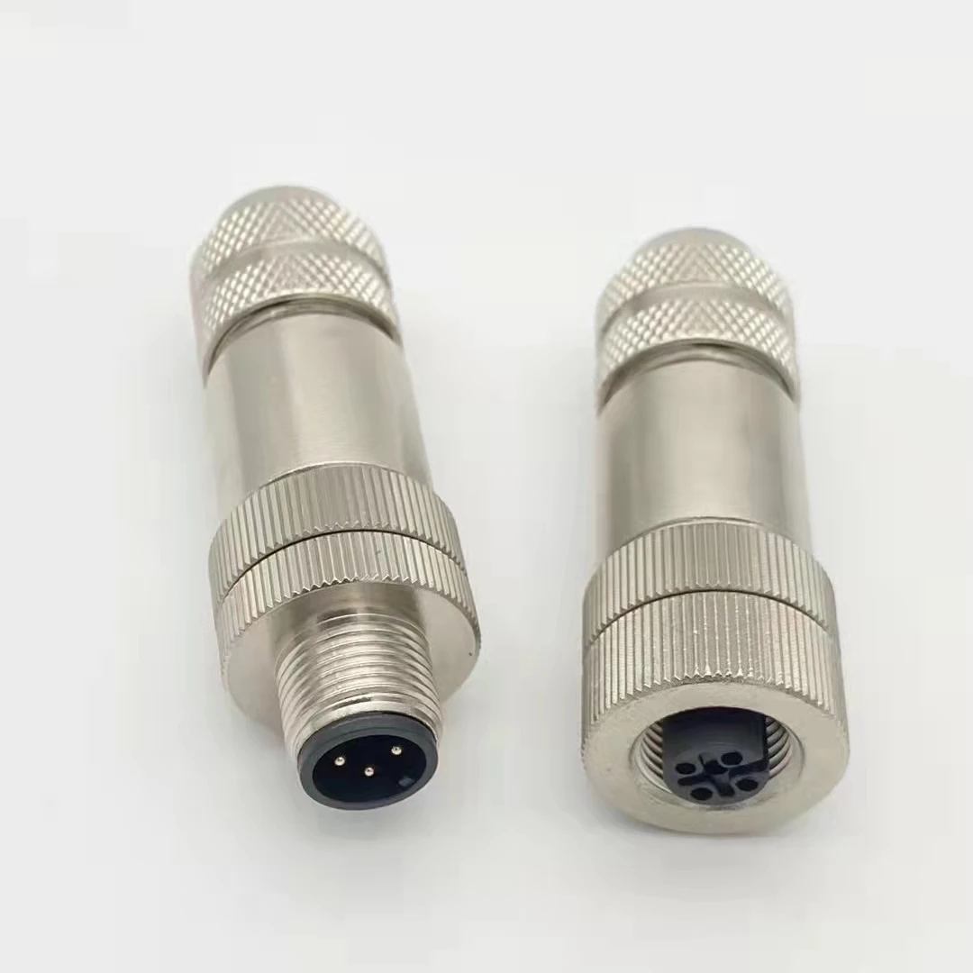 M12 connector Ethernet connector ProFINet Aviation waterproof plug 4 core 5 core 8 core 12 core metal shield