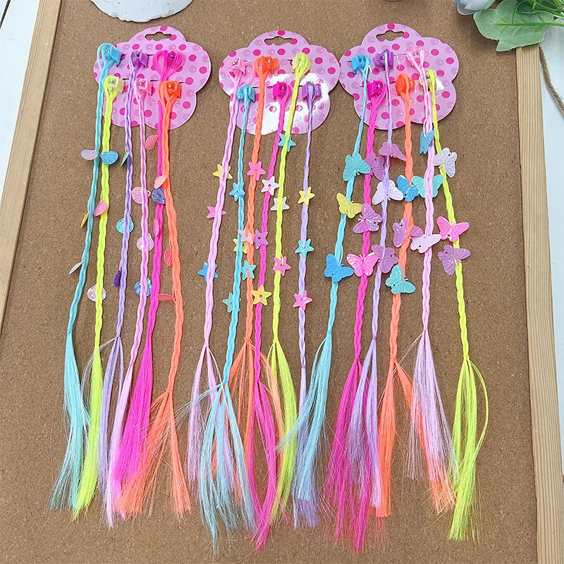 Colorful Children Wig Braids Fairy 6Pcs/Set Headwear Accessories Candy Butterfly Star Princess Girl Gripper Clip Hairpin 2026New