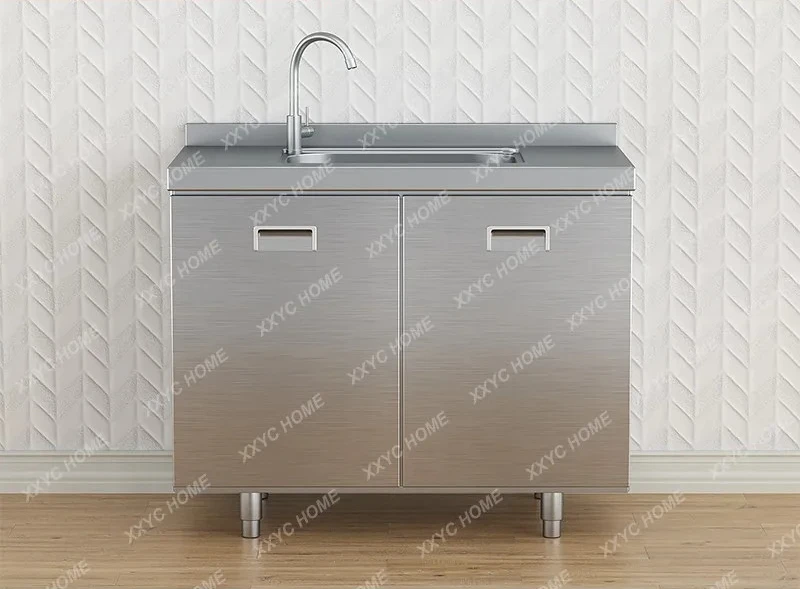 YY 304 overall thickened stainless steel kitchen cabinets household moisture-proof stove integrated installation-free cupboards