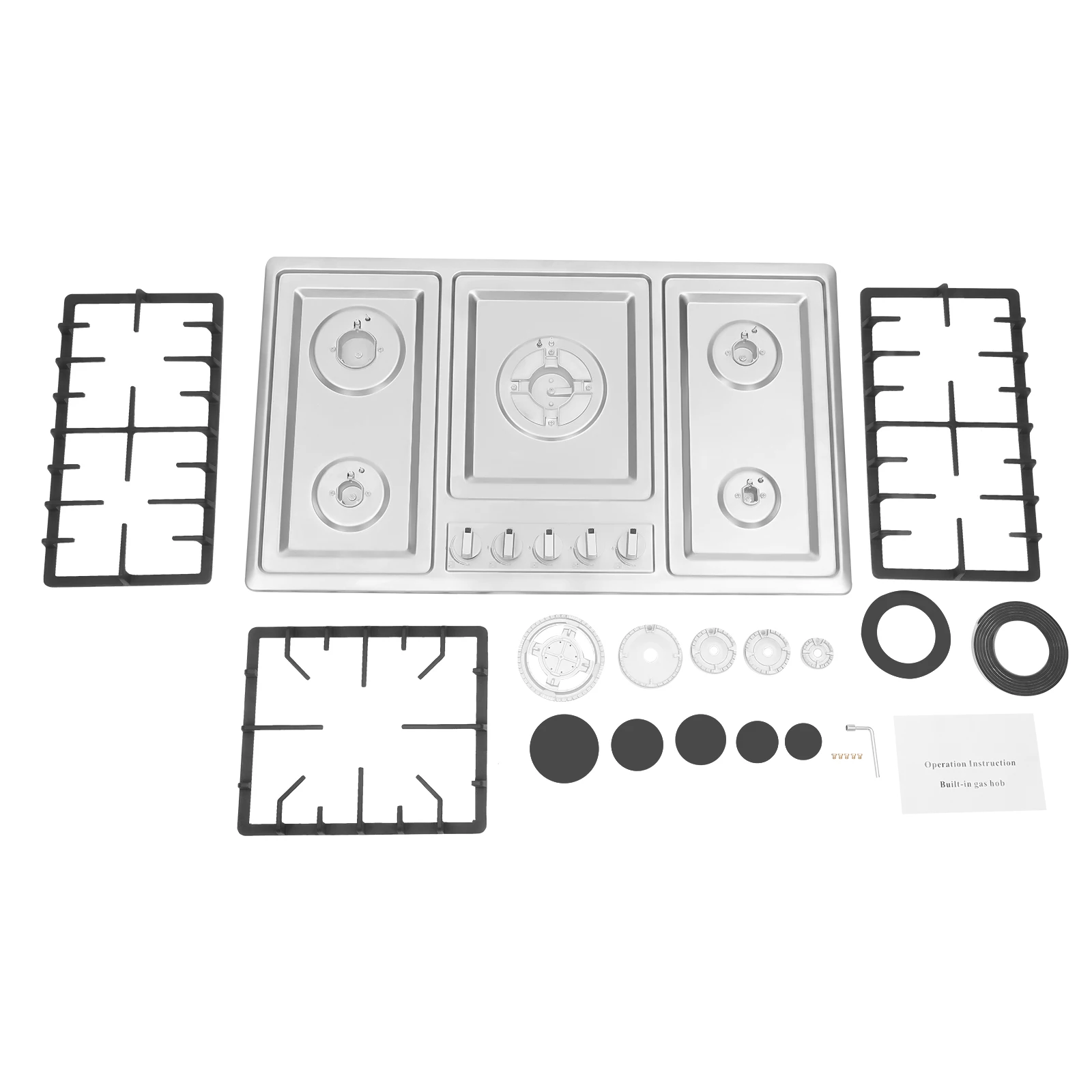 5 Burner Built-in Gas Cooktop Stainless Steel Gas Propane 83*47cm To Clean Gas Cooking Natural Gas Built-In Installation Precise