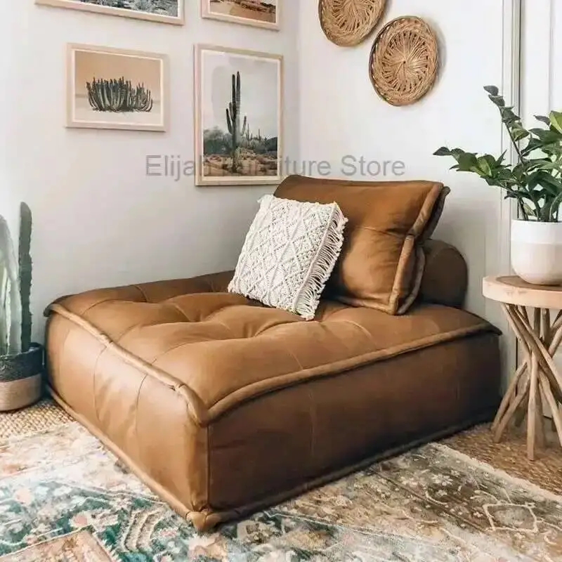 

Fabric Tatami Italian Sofa Tofu Single Block Double Technology Cloth Apartment Living lazy sofa Room Combination Square Sofa