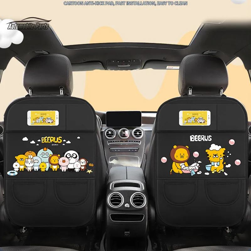 1PCS Car Seat Back Cover Protector for Kids Cartoon Auto Anti Kick Mat with Bag Waterproof Car Seat Back Protector Anti Kick Pad