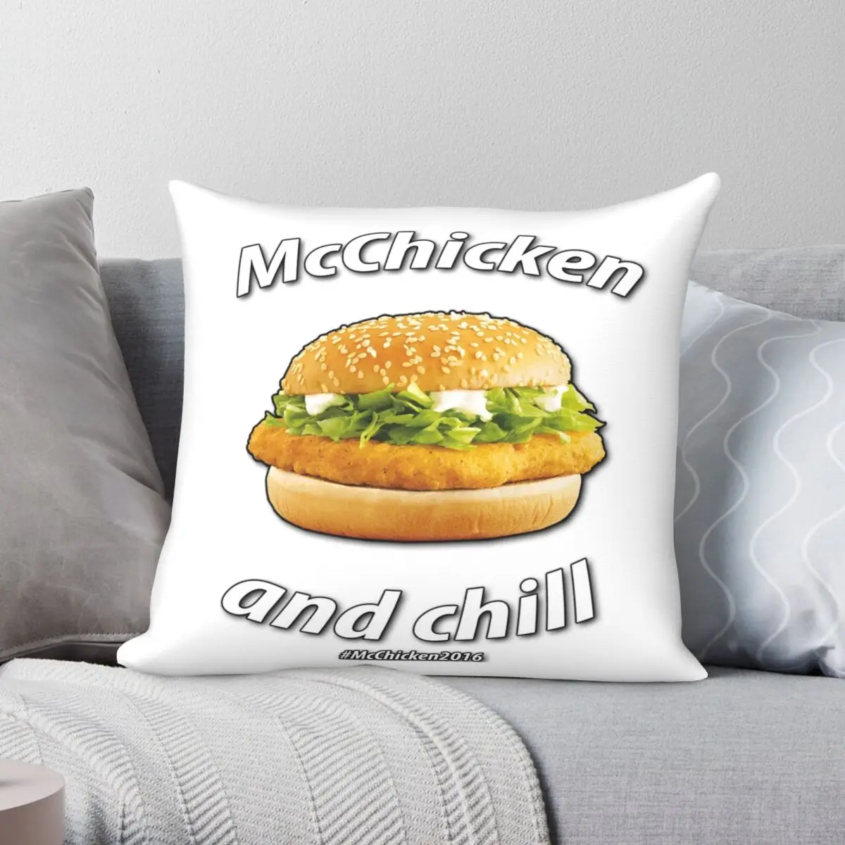 McChicken And Chill 2016 Square Pillowcase Polyester Linen Velvet Pattern Zip Decorative Home Cushion Cover Wholesale