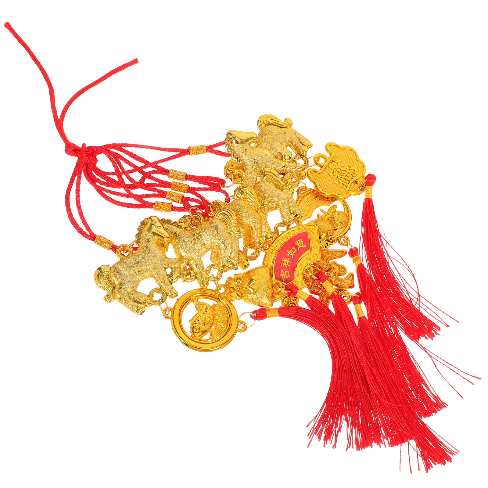 

6pcs Red Tassel Pendant Horse Year Design Chinese Festive Decorations Door Wall Indoor Hanging Ornaments Good Luck