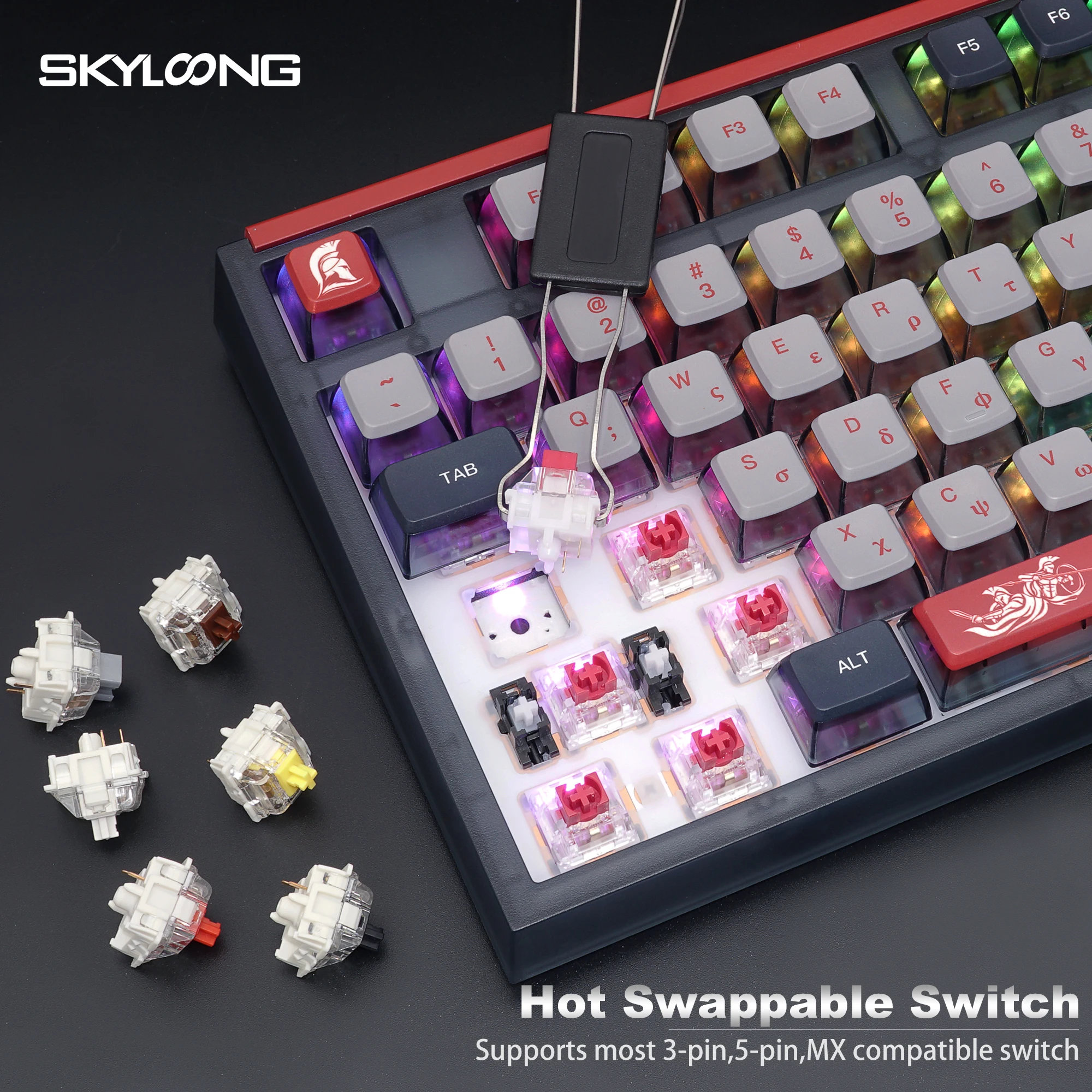 SKYLOONG GK87 PRO Spartan Mechanical Keyboard PBT Hot Swap Knob RGB Backlit Gasket Gamer 2.4G Bluetooth Wireless Gaming Keyboard