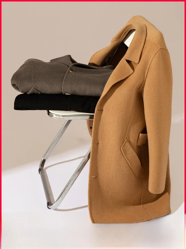 

Handmade 70 Wool Men's Mid-Length Woolen Coat Autumn Winter Busin Casual Windproof Warm Faionable Ci Sle Long Sve