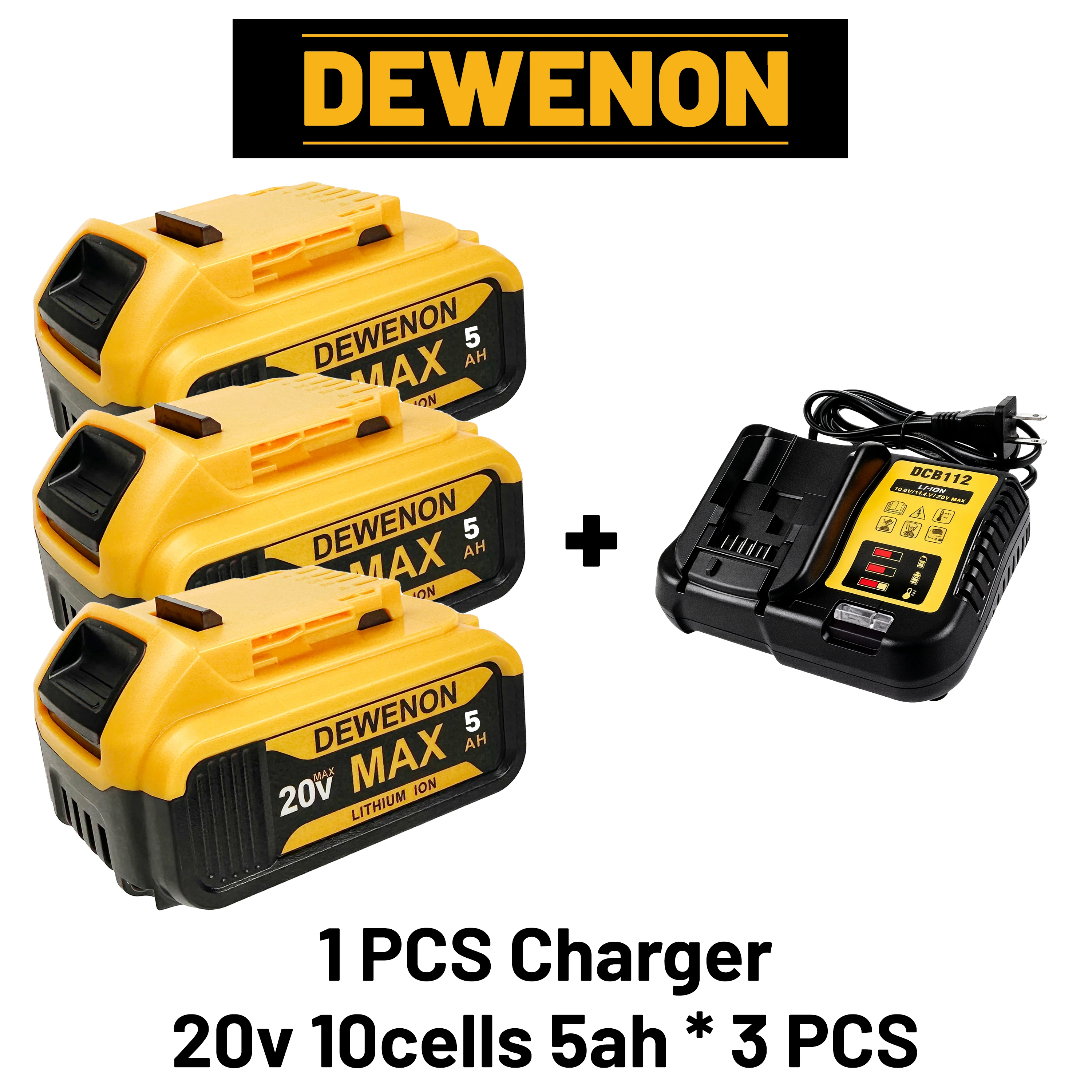 

5000mAh For Dewalt DCB200 20V Battery DCB205 DCB206 DCB209 DCB181 DCB182 Replacement Power Tool Lithium Batteries