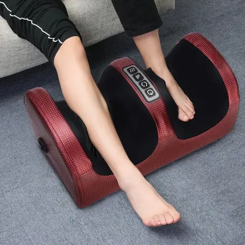 Masseur de pieds électrique Shiatsu pétrissage des tissus profonds détendre rouleau chauffant soulagement de la douleur des mollets Fatigue Muscles vibrateur Machine santé