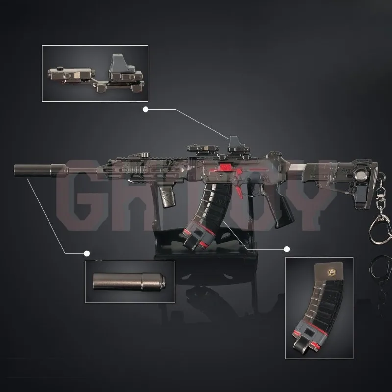 24cm/9.45인치 델타 애니메이션 주변기기 텅롱 돌격소총 합금 공예 무기 모델 펜던트 장난감 총 생일 선물 소녀 소년용