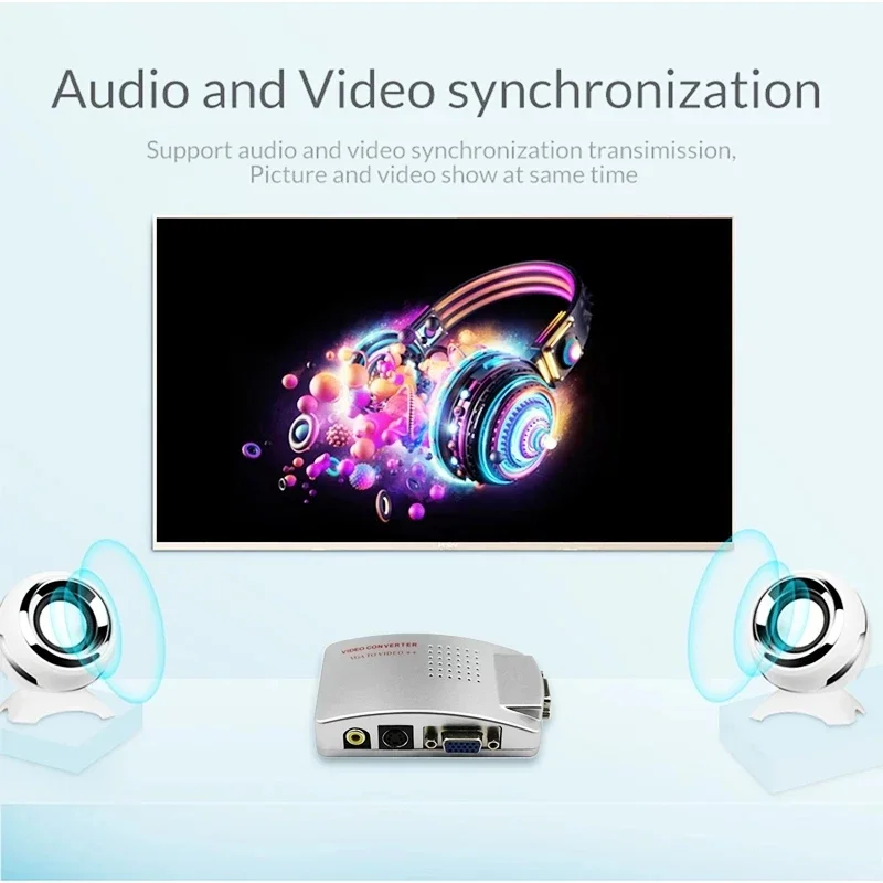 VGA to TV AV RCA Signal Adapter Converter Video Switch Box Composite Support NTSC PAL for Computer Display Laptop