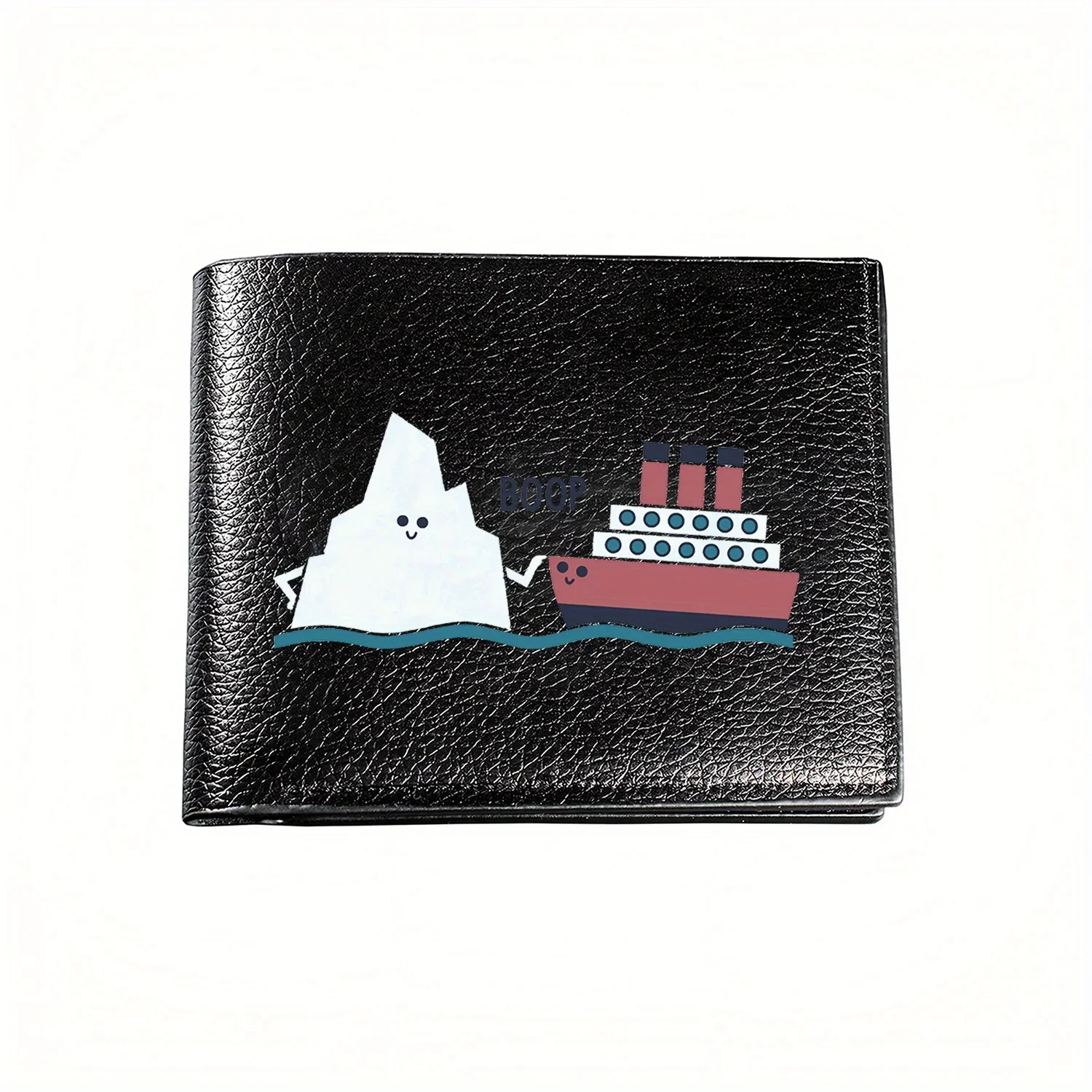 

Милый айсберг и корабль с мультяшной иллюстрацией, деловой мужской повседневный элегантный простой практичный качественный кошелек, стильный принт с графикой