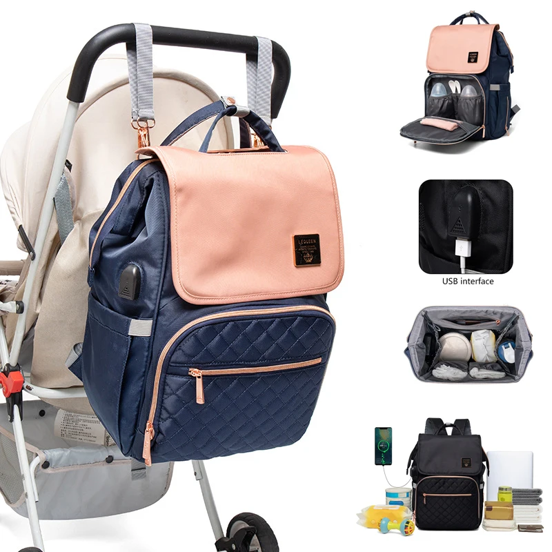 LEQUEEN-Sacos de fraldas multifuncionais para a mamãe, grande capacidade bebê sacos, cuidados com o bebê mudando sacos para a mamãe, mochila