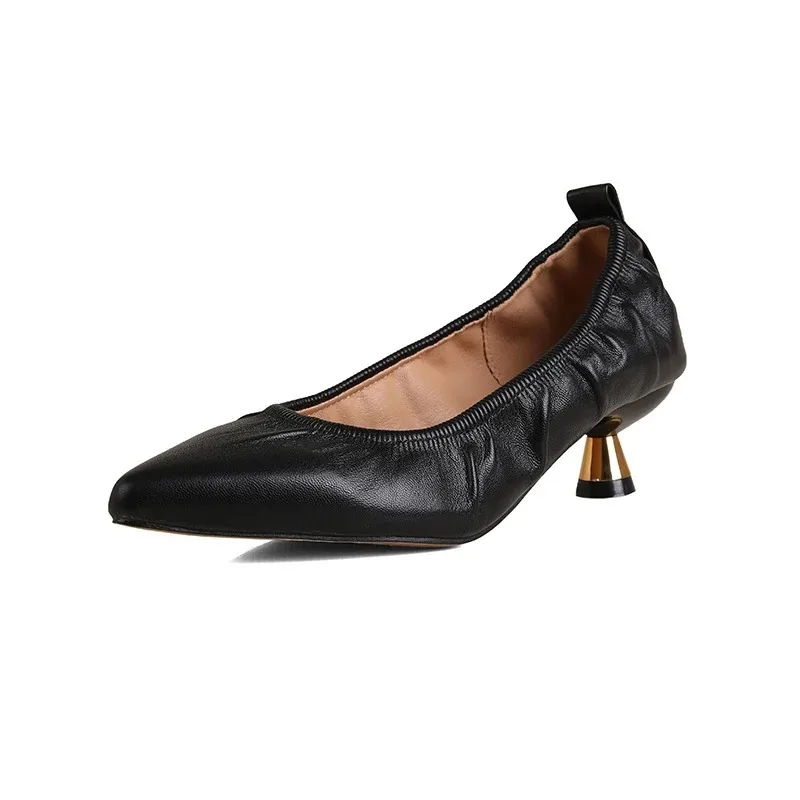 Nuove pompe da donna scarpe da barca elasticizzate punta a punta pompa di base tacchi alti concisi slip on scarpe eleganti autunno Zapatos Mujer