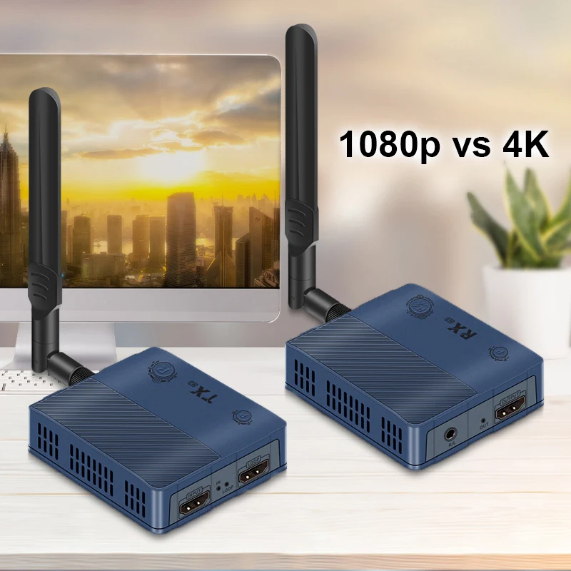 1080p 4K Wireless HDMI Video Transmitter and Receiver Ethernet Cable Extender Display Adapter for PC Camera Laptop To Monitor TV