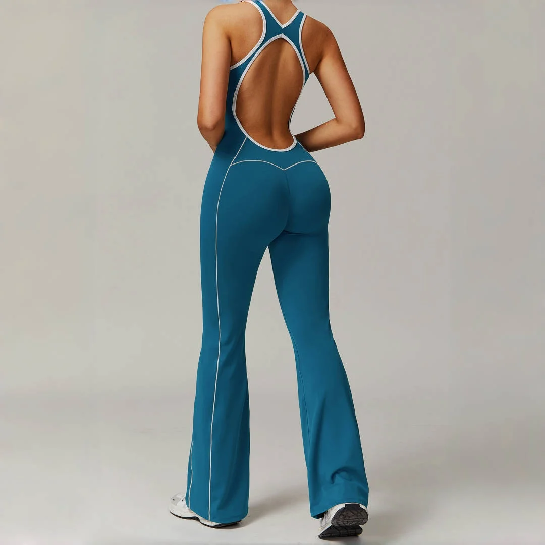 

Seamless Yoga Jumpsuits Sports Fitness Peach Hip Backless Wide-leg Trousers One-Piece Workout Clothing Gym Bodysuit for Women