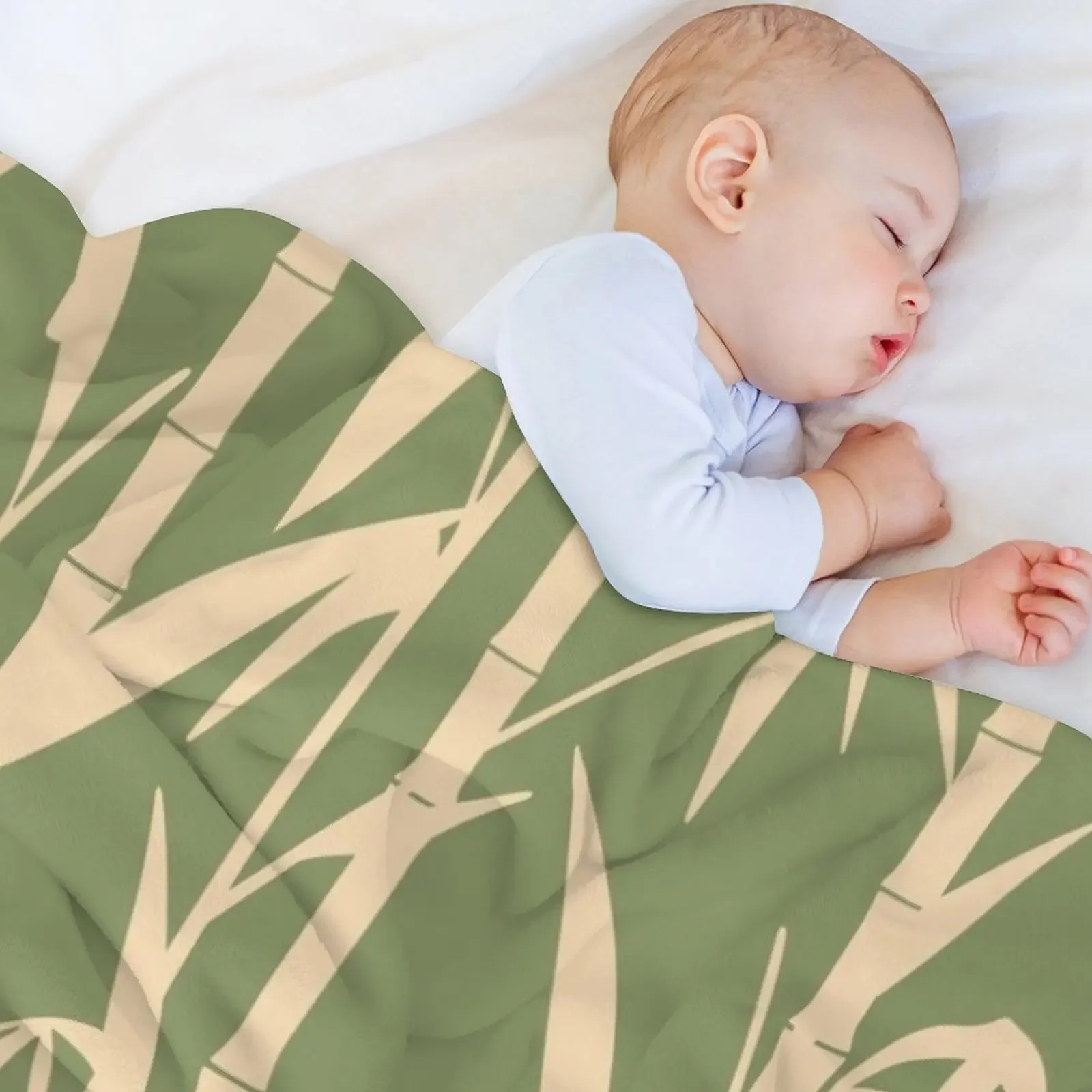 Hand Drawn Japanese Natural Bamboo Leaves Throw Blanket Single Hair warm for winter Tourist Blankets