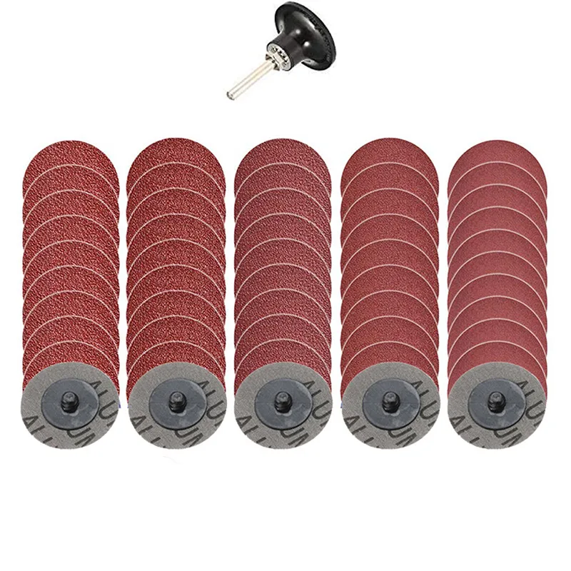 

41/46/51Pcs 2 Inch Sanding Discs Sandpaper with Shank Mixed Grit Aluminum Oxide Sanding Paper Disc for Drill Grinder Rotary Tool