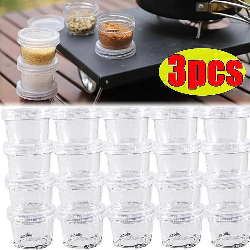 3pcs Outdoor Seasoning Bottles Pill Case Organizer Holder Storage Organizer Container Case Airtight Box Splitters for Kitchen