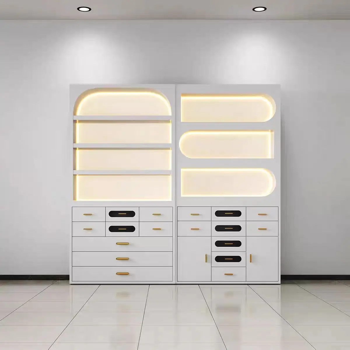 Wood Eco-Friendly Handmade Salon Display Cabinet Professional Modern Style Nail Salon Commercial Furniture