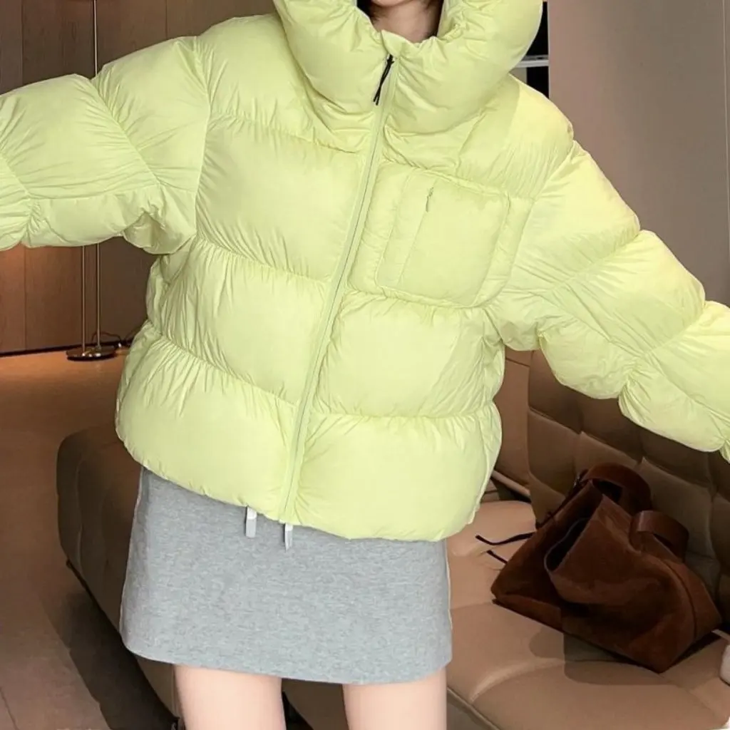 เสื้อแจ็คเก็ตผ้าฝ้ายบุสำหรับผู้หญิง เสื้อกันหนาวน้ำหนักเบา สไตล์ลำลอง สำหรับฤดูใบไม้ร่วงและฤดูใบไม้ผลิ